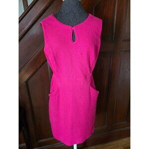 Lands End Womens Sleeveless Textured Sheath Dress Size 10 Pink Pockets